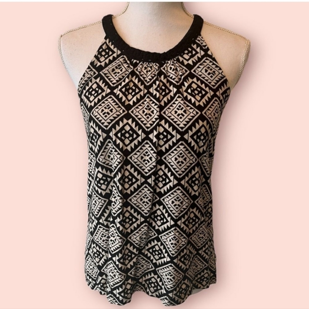 Lucky Brand Black and White Geometric Women's Top size small